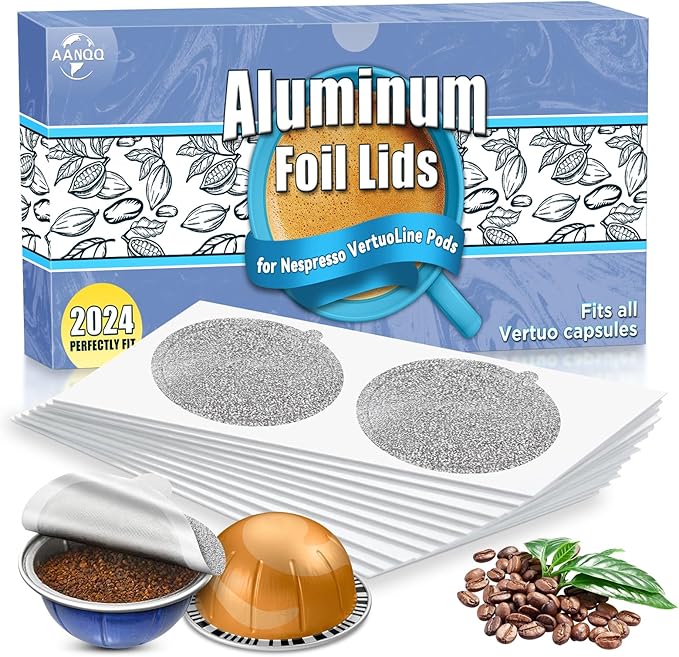 Aluminum Foil Lids for Nespresso Vertuo Reusable Pods:  Fit with Nespresso Vertuoline VertuoPlus Refillable Capsule(Stickers Only)