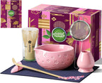 Matcha Whisk Set: 7-PCS Matcha Set Whisk & Bowl Kit (Pink)