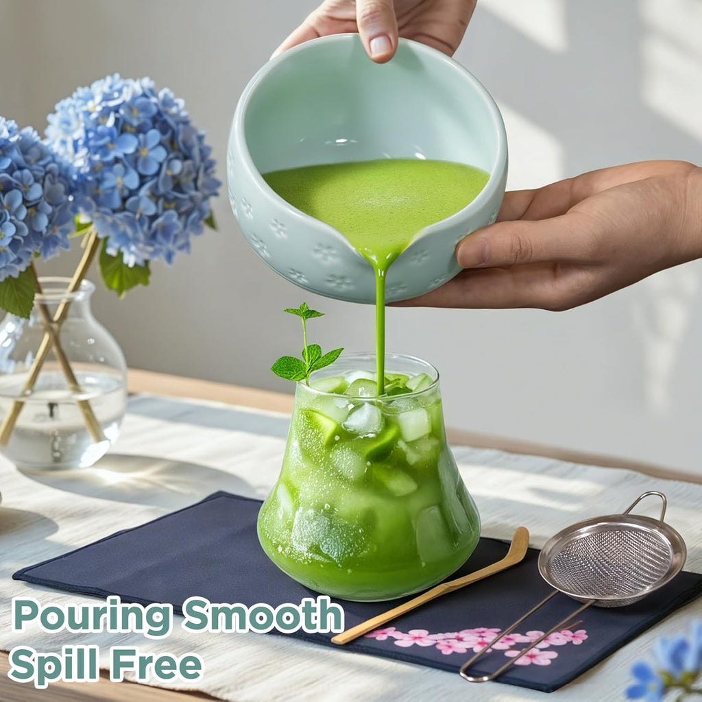 Matcha Whisk Set: 7-PCS Matcha Set Whisk & Bowl Kit (blue)