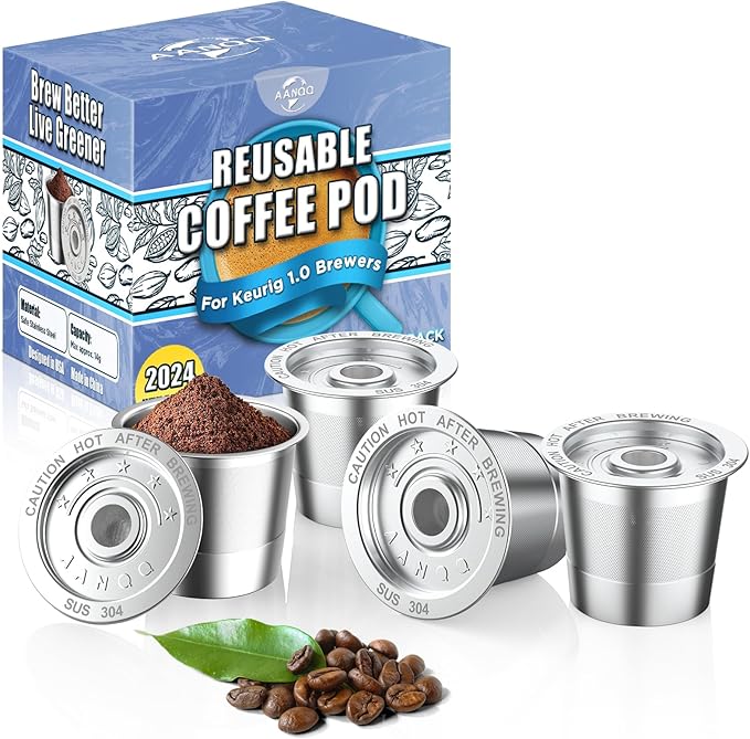 Reusable K Cup Coffee Pods for Keurig 1.0: Stainless Steel Refillable K Cup - Reusable Coffee Filter for Keurig 1.0 Coffee Maker, Permanent, Eco-Friendly, BPA-Free