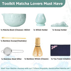 Matcha Whisk Set: 7-PCS Matcha Set Whisk & Bowl Kit (blue)