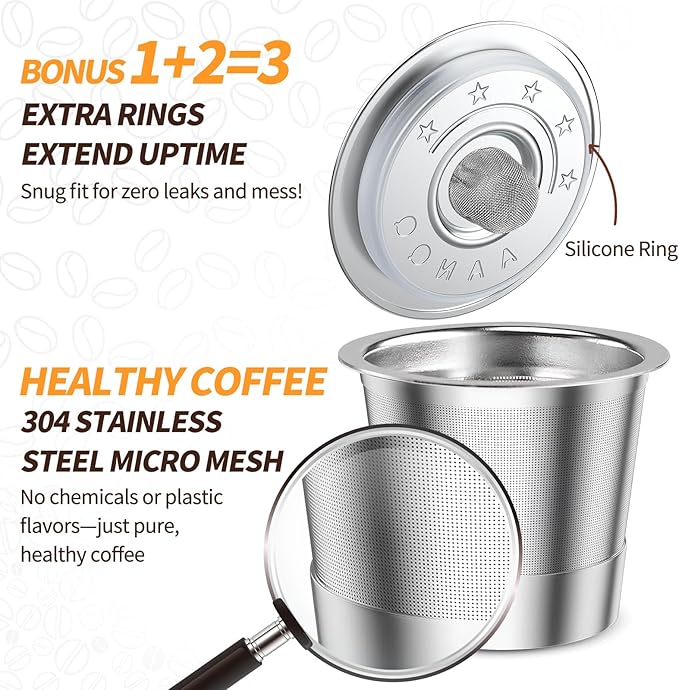 Reusable K Cup Coffee Pods for Keurig 1.0: Stainless Steel Refillable K Cup - Reusable Coffee Filter for Keurig 1.0 Coffee Maker, Permanent, Eco-Friendly, BPA-Free