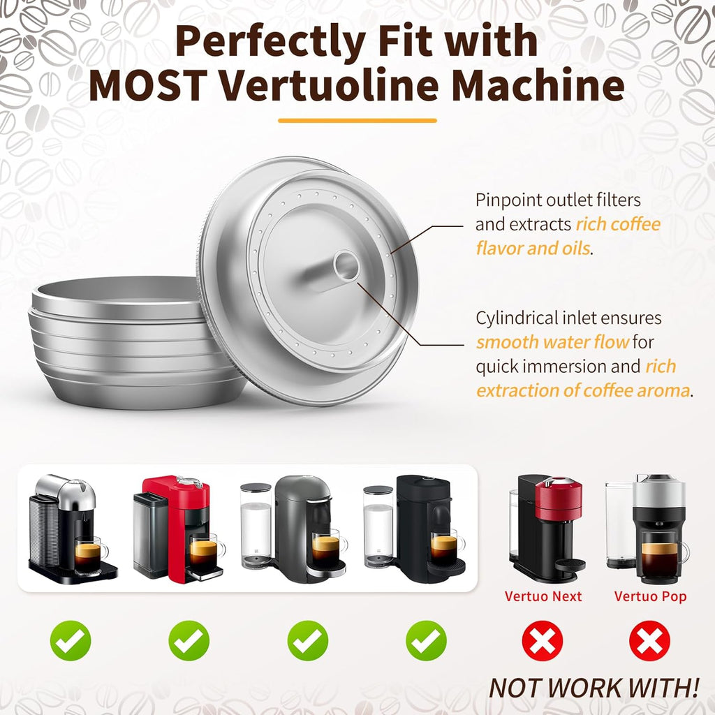 Refillable Coffee Capsules for VertuoLine Machine, VertuoPlus, 2024 Light-weight Healthy Reusable Vertuo Capsules