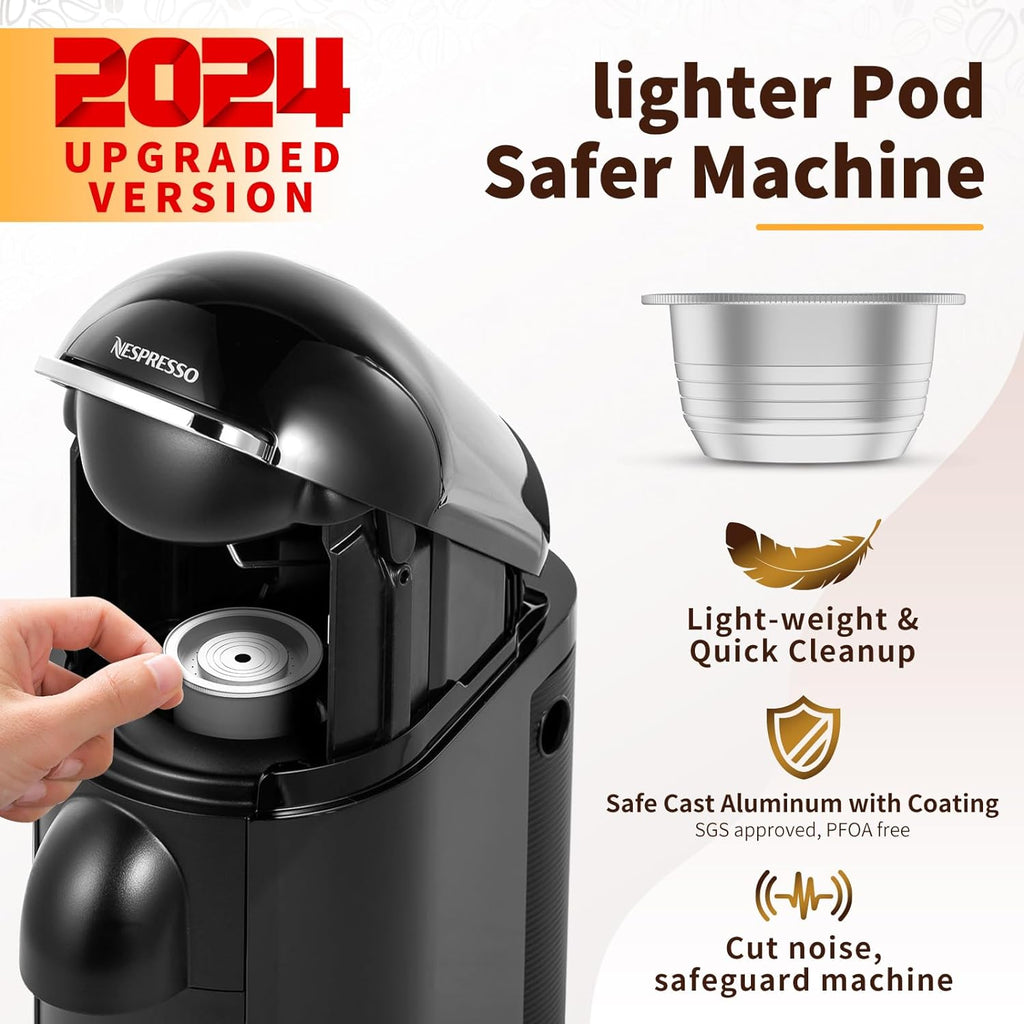 Refillable Coffee Capsules for VertuoLine Machine, VertuoPlus, 2024 Light-weight Healthy Reusable Vertuo Capsules
