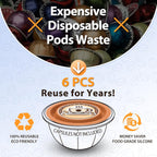 6pcs Food Grade Silicone Caps for Any Sizes of Reusable Nespresso Vertuo Pod Refillable Vertuo Capsule