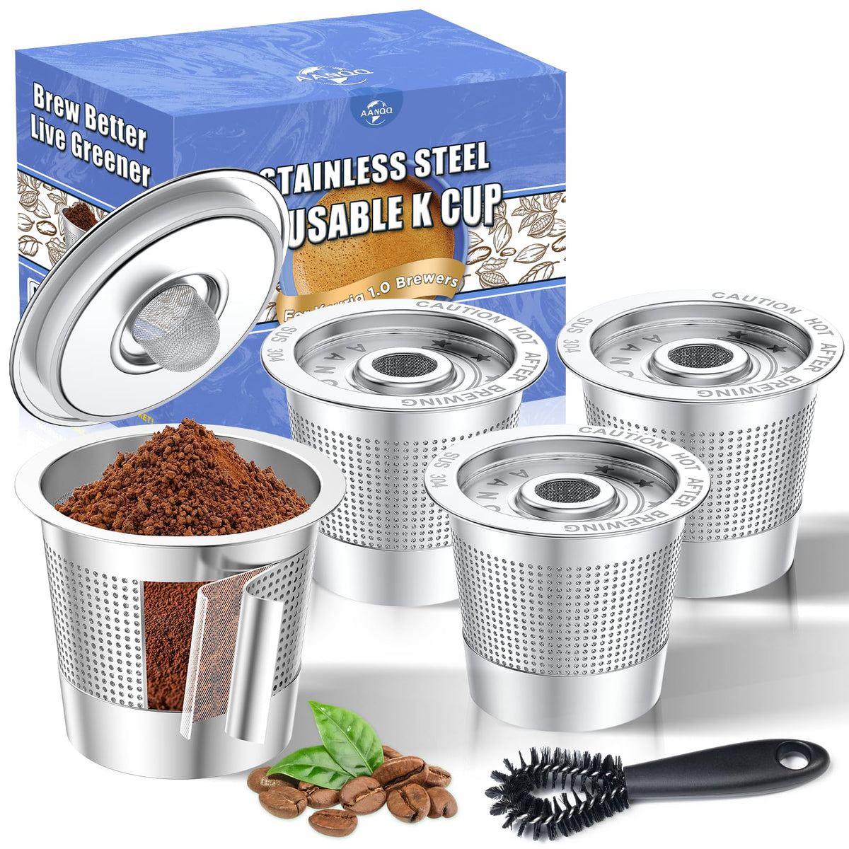 Reusable K-Cups for Keurig – All Stainless Steel (4-Pack)